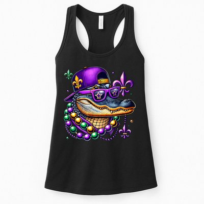 Mardi Gras Alligator Mardigator Crocodile Womens Tank Top