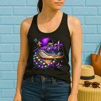 Mardi Gras Alligator Mardigator Crocodile Womens Tank Top