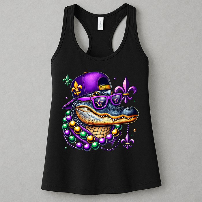 Mardi Gras Alligator Mardigator Crocodile Womens Tank Top