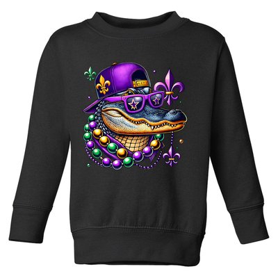 Mardi Gras Alligator Mardigator Crocodile Toddler Sweatshirt