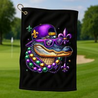 Mardi Gras Alligator Mardigator Crocodile Golf Towel