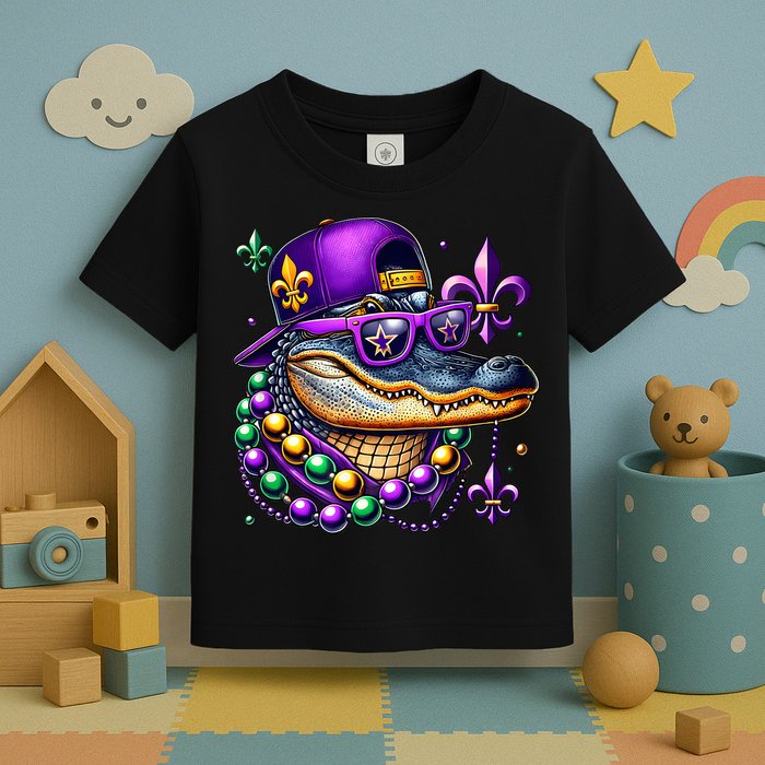 Mardi Gras Alligator Mardigator Crocodile Toddler T-Shirt