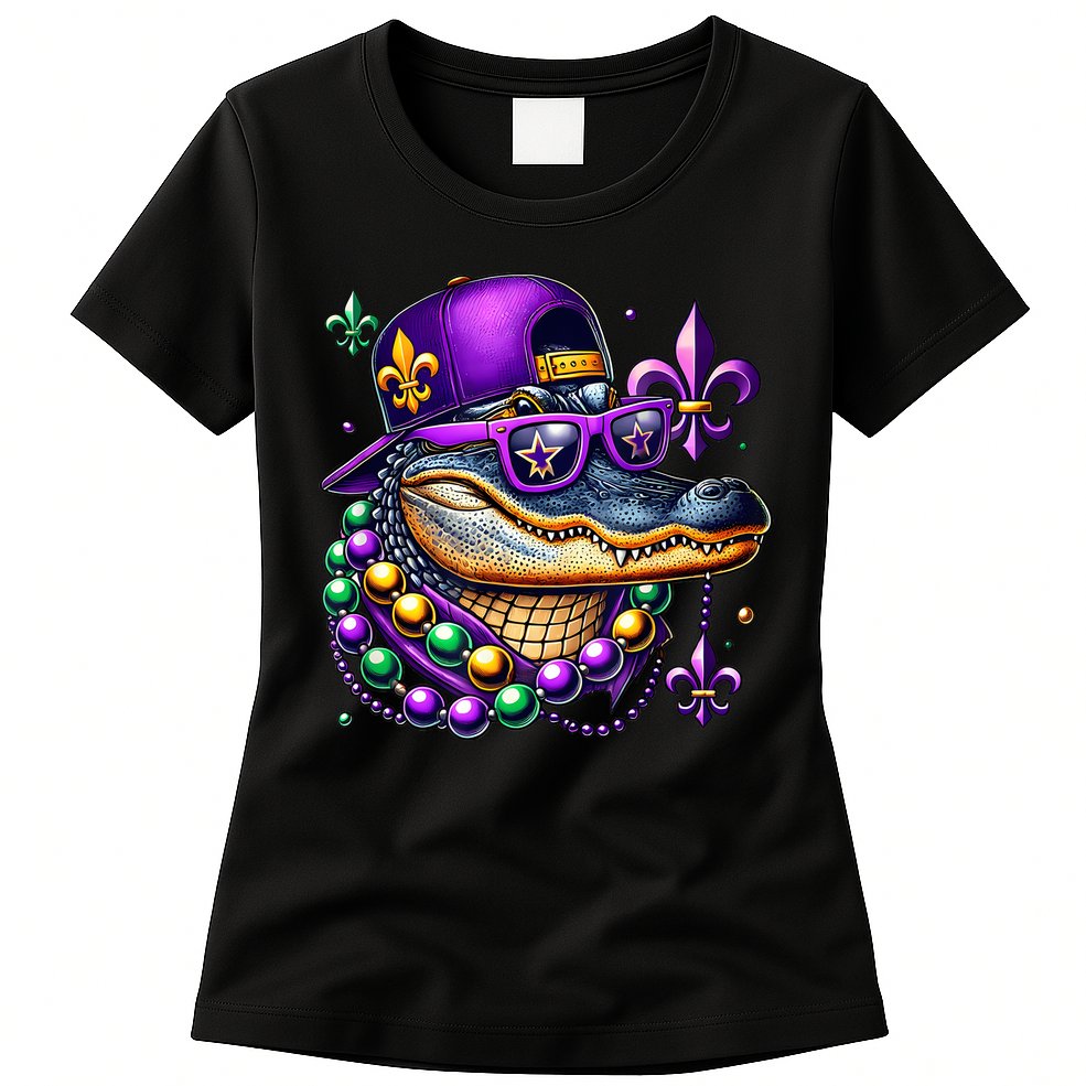 Mardi Gras Alligator Mardigator Crocodile Womens T-Shirt