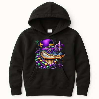 Mardi Gras Alligator Mardigator Crocodile Kids Hoodie