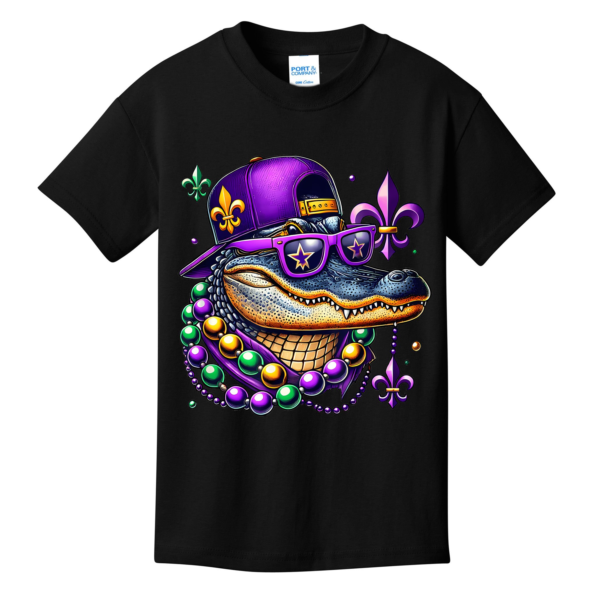 Mardi Gras Alligator Mardigator Crocodile Kids T-Shirt