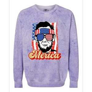 Merica Gift Ann Arbor Trump Lincoln 4th Of July Merica Great Gift Colorblast Crewneck Sweatshirt