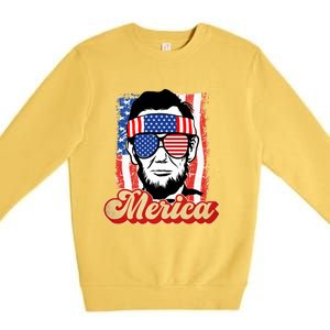 Merica Gift Ann Arbor Trump Lincoln 4th Of July Merica Great Gift Premium Crewneck Sweatshirt