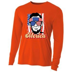 Merica Gift Ann Arbor Trump Lincoln 4th Of July Merica Great Gift Cooling Performance Long Sleeve Crew