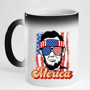 Merica Gift Ann Arbor Trump Lincoln 4th Of July Merica Great Gift 11oz Black Color Changing Mug