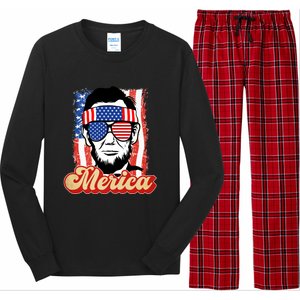 Merica Gift Ann Arbor Trump Lincoln 4th Of July Merica Great Gift Long Sleeve Pajama Set