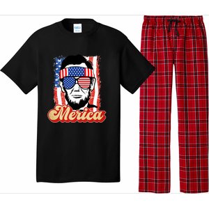 Merica Gift Ann Arbor Trump Lincoln 4th Of July Merica Great Gift Pajama Set