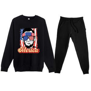 Merica Gift Ann Arbor Trump Lincoln 4th Of July Merica Great Gift Premium Crewneck Sweatsuit Set