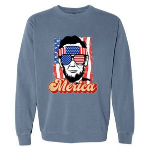 Merica Gift Ann Arbor Trump Lincoln 4th Of July Merica Great Gift Garment-Dyed Sweatshirt