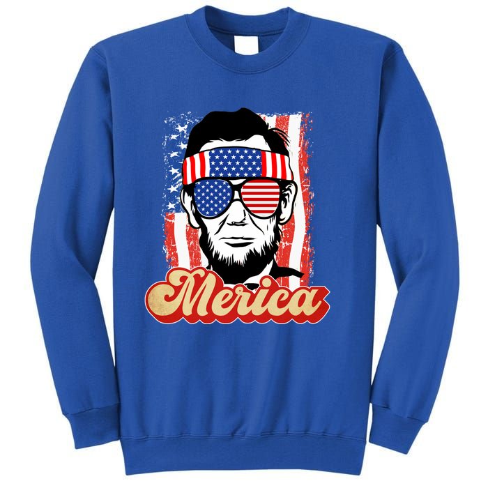 Merica Gift Ann Arbor Trump Lincoln 4th Of July Merica Great Gift Tall Sweatshirt