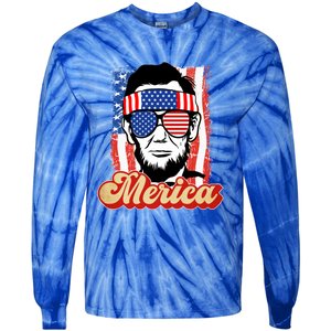 Merica Gift Ann Arbor Trump Lincoln 4th Of July Merica Great Gift Tie-Dye Long Sleeve Shirt