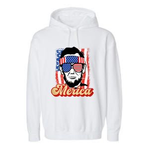 Merica Gift Ann Arbor Trump Lincoln 4th Of July Merica Great Gift Garment-Dyed Fleece Hoodie