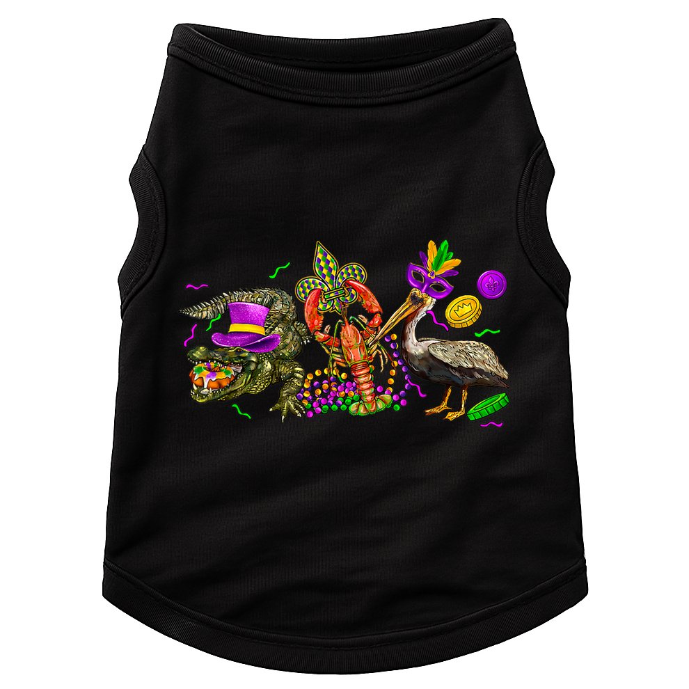 Mardi Gras ABC Alligator Brown Pelican Crawfish Louisiana Doggie Tank