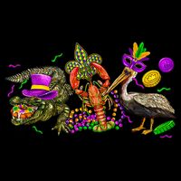 Mardi Gras ABC Alligator Brown Pelican Crawfish Louisiana Doggie Tank