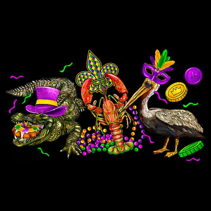 Mardi Gras ABC Alligator Brown Pelican Crawfish Louisiana Doggie Tank