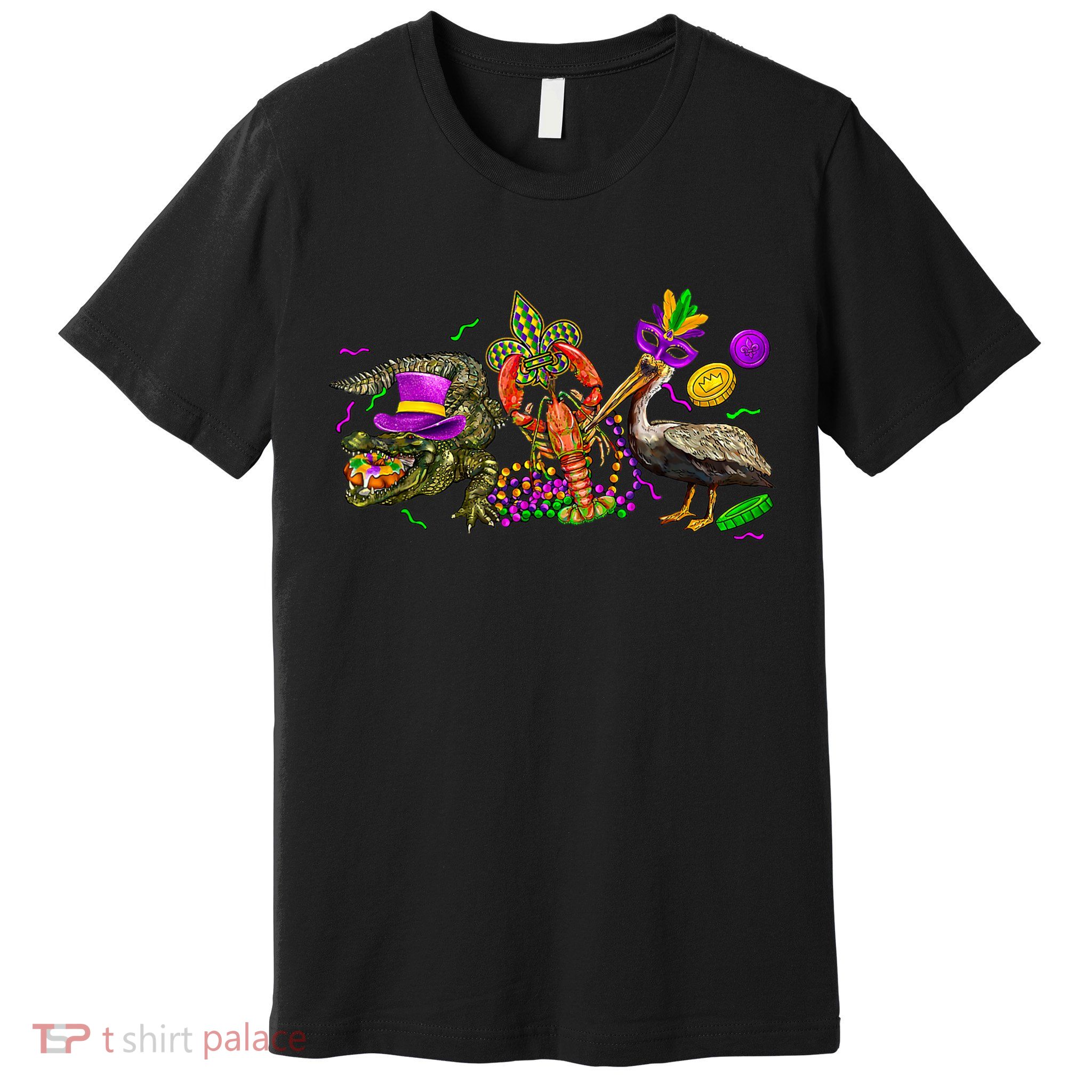 Mardi Gras ABC Alligator Brown Pelican Crawfish Louisiana Premium T-Shirt