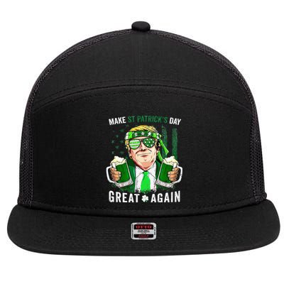 Make Great Again Leprechaun Trump Beer St Patricks Day 7 Panel Mesh Trucker Snapback Hat