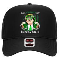 Make Great Again Leprechaun Trump Beer St Patricks Day High Crown Mesh Back Trucker Hat