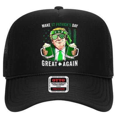 Make Great Again Leprechaun Trump Beer St Patricks Day High Crown Mesh Back Trucker Hat