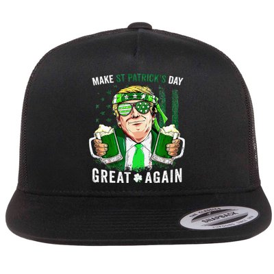 Make Great Again Leprechaun Trump Beer St Patricks Day Flat Bill Trucker Hat