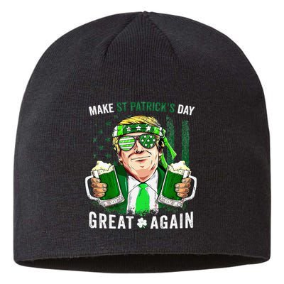 Make Great Again Leprechaun Trump Beer St Patricks Day Sustainable Beanie