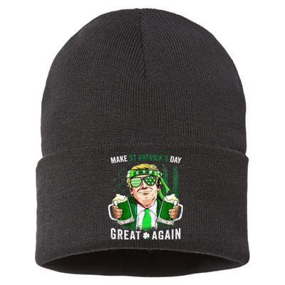 Make Great Again Leprechaun Trump Beer St Patricks Day Sustainable Knit Beanie