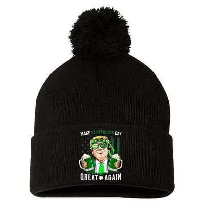 Make Great Again Leprechaun Trump Beer St Patricks Day Pom Pom 12in Knit Beanie