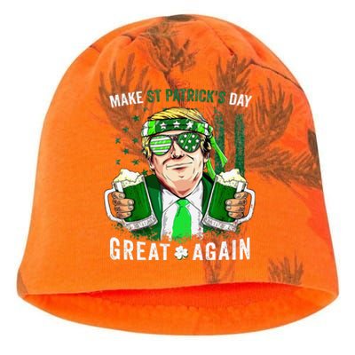 Make Great Again Leprechaun Trump Beer St Patricks Day Kati - Camo Knit Beanie