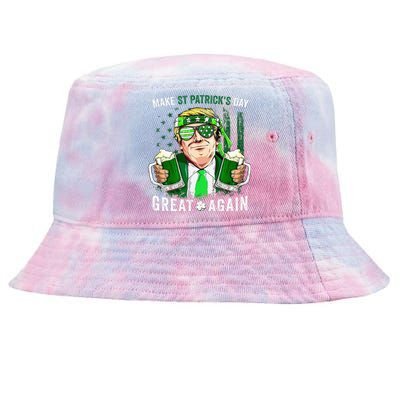 Make Great Again Leprechaun Trump Beer St Patricks Day Tie-Dyed Bucket Hat