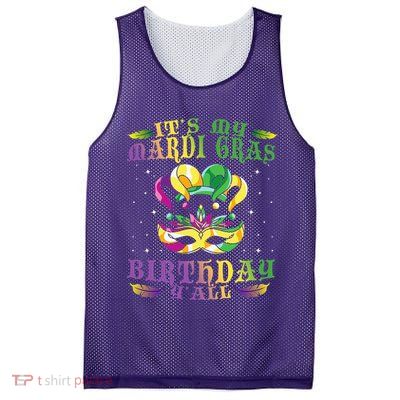 Mardi Gras Birthday Tee It's My Mardi Gras Birthday Y'all Mesh Reversible Basketball Jersey Tank