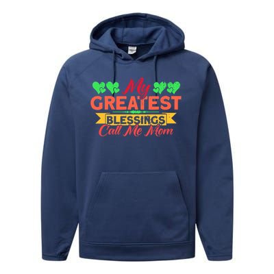 My Greatest Blessings Call Me Mom Vintage Mother Gift Performance Fleece Hoodie