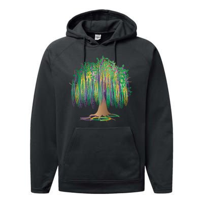 Mardi Gras Bead Tree Celebration Performance Fleece Hoodie