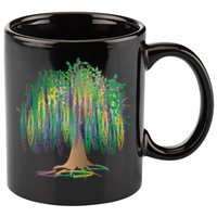 Mardi Gras Bead Tree Celebration 11oz C Handle Ceramic Mug