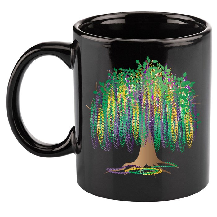 Mardi Gras Bead Tree Celebration 11oz C Handle Ceramic Mug