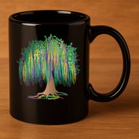 Mardi Gras Bead Tree Celebration 11oz C Handle Ceramic Mug
