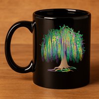 Mardi Gras Bead Tree Celebration 11oz C Handle Ceramic Mug