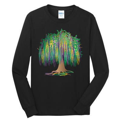 Mardi Gras Bead Tree Celebration Tall Long Sleeve T-Shirt