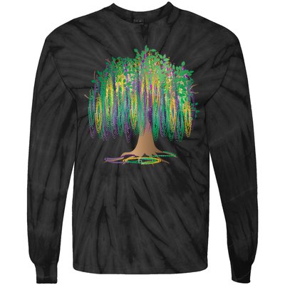 Mardi Gras Bead Tree Celebration Tie-Dye Long Sleeve Shirt