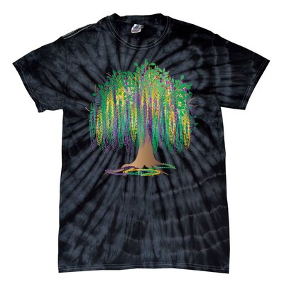 Mardi Gras Bead Tree Celebration Tie-Dye T-Shirt