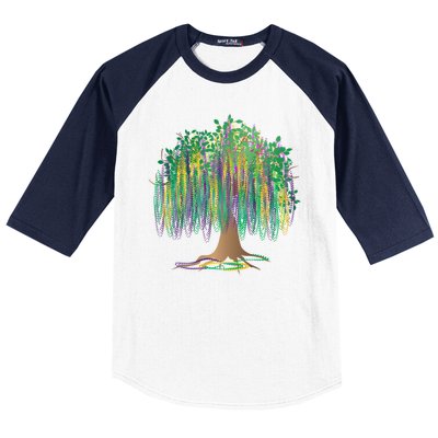 Mardi Gras Bead Tree Celebration Baseball Sleeve Shirt