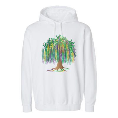 Mardi Gras Bead Tree Celebration Garment-Dyed Fleece Hoodie