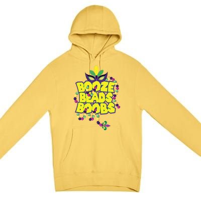 Mardi Gras Booze Beads Boobs Celebration Premium Pullover Hoodie