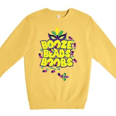 Mardi Gras Booze Beads Boobs Celebration Premium Crewneck Sweatshirt