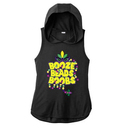 Mardi Gras Booze Beads Boobs Celebration Ladies PosiCharge Tri-Blend Wicking Draft Hoodie Tank