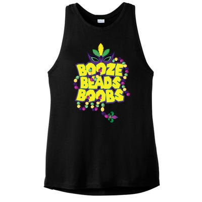 Mardi Gras Booze Beads Boobs Celebration Ladies PosiCharge Tri-Blend Wicking Tank