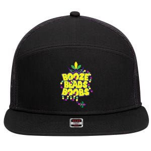 Mardi Gras Booze Beads Boobs Celebration 7 Panel Mesh Trucker Snapback Hat